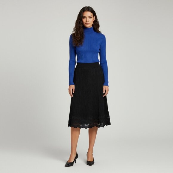 NWT Missoni Midi Skirt Sz.L /46 Black Knit Textured A-Line Designer 90s Italian - Picture 14 of 14